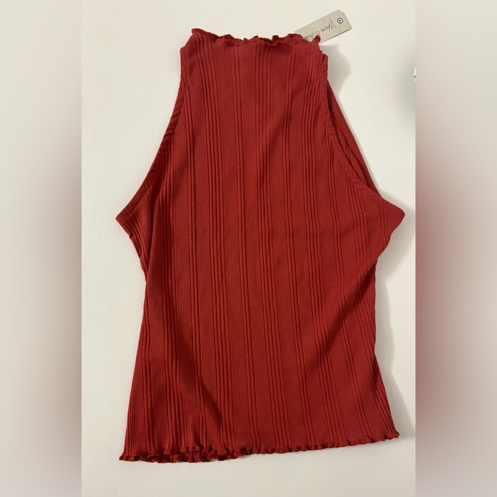 Burnt Orange Ribbed Tank Top